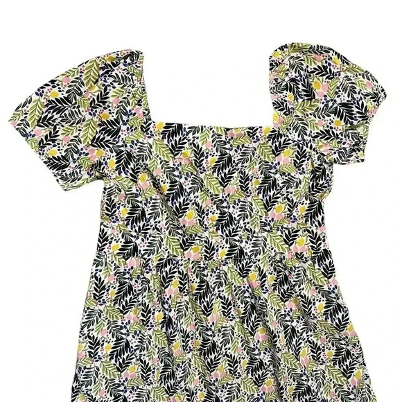 Boden Black and Yellow Square Neck Puff Sleeve Midi Sundress - Picture 2 of 5